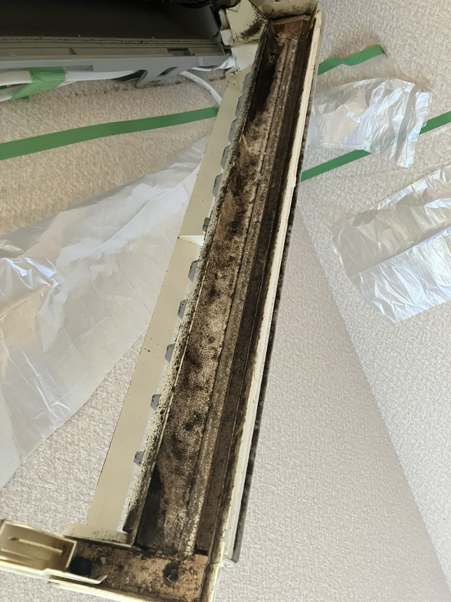 施工前の汚れたドレンパン